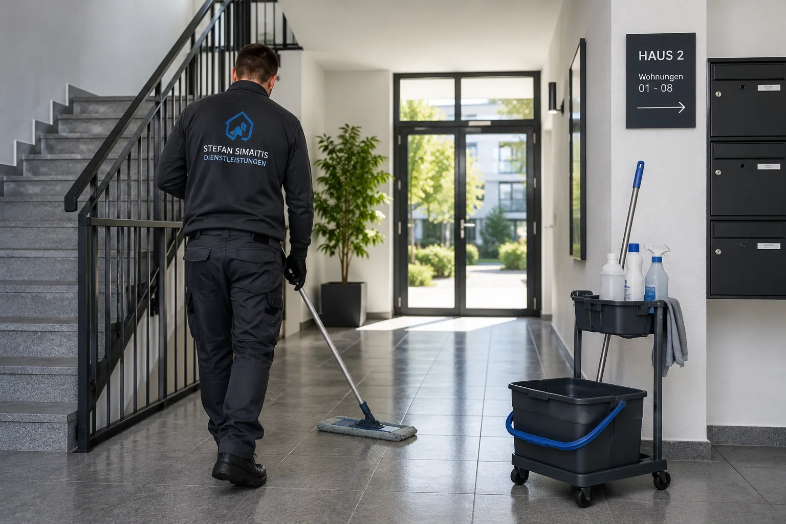 Symbolbild für die Reinigung eines gemeinschaftlichen Treppenhauses